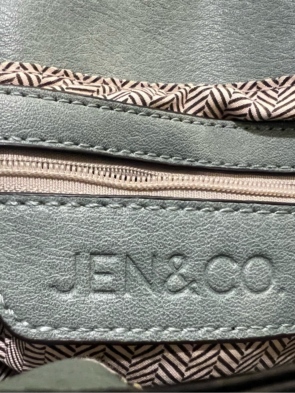Green Leather Crossbody Bag with Decorative Tassel and Patterned Strap - Picture 6 of 6